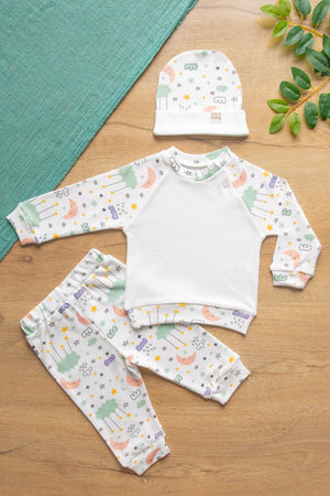 Comfort Series Unisex Baby Set Set Of 3 Extra Soft 100% Cotton Special Roving Fabric