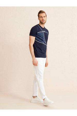 Crew Neck Slim Fit Printed Modal T-Shirt