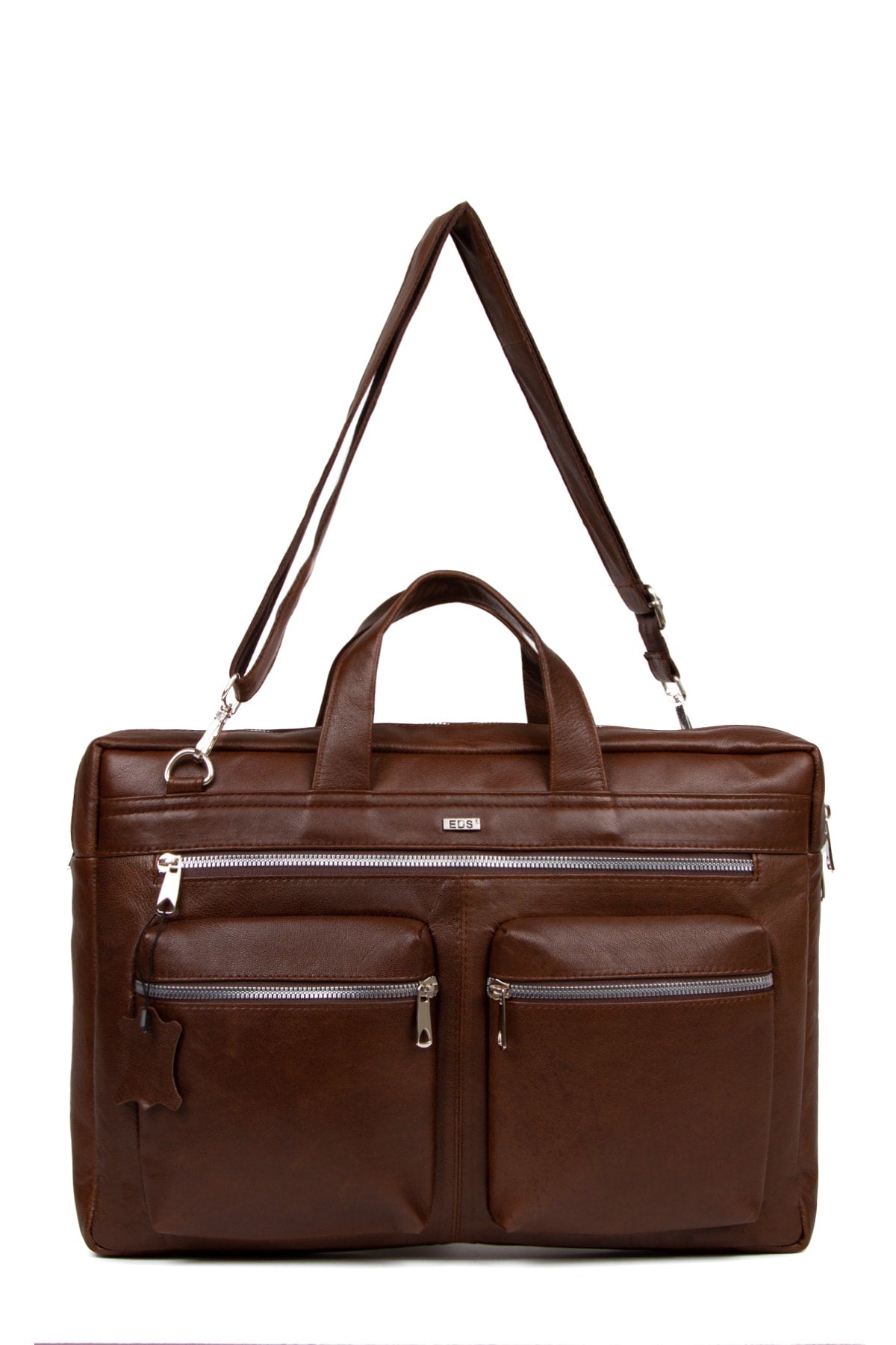 1st Class Genuine Leather Large Size Briefcase Laptop Bag Brown (W:38CM LENGTH:26CM)