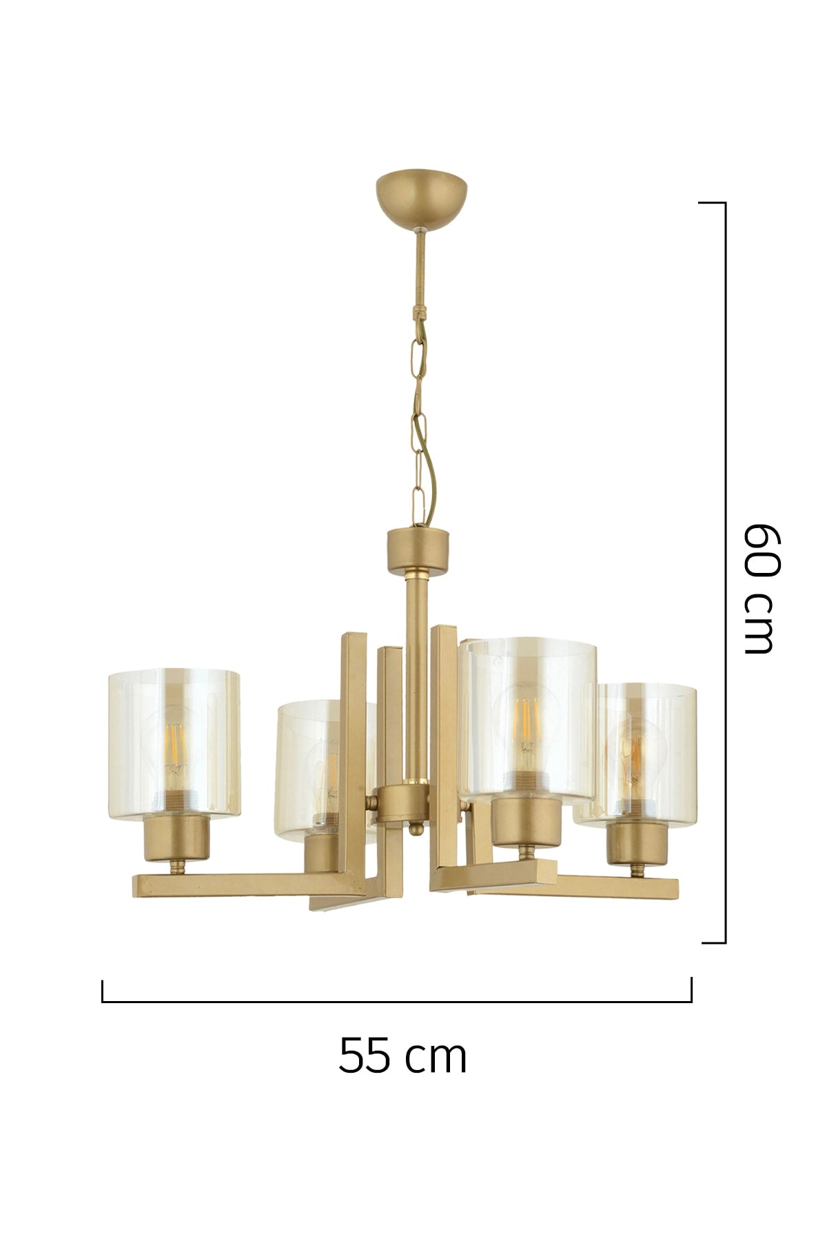 Tasse 4-Piece Antique Painted Chandelier with Honey Glass Modern Young Room Bedroom Living Room Chandelier