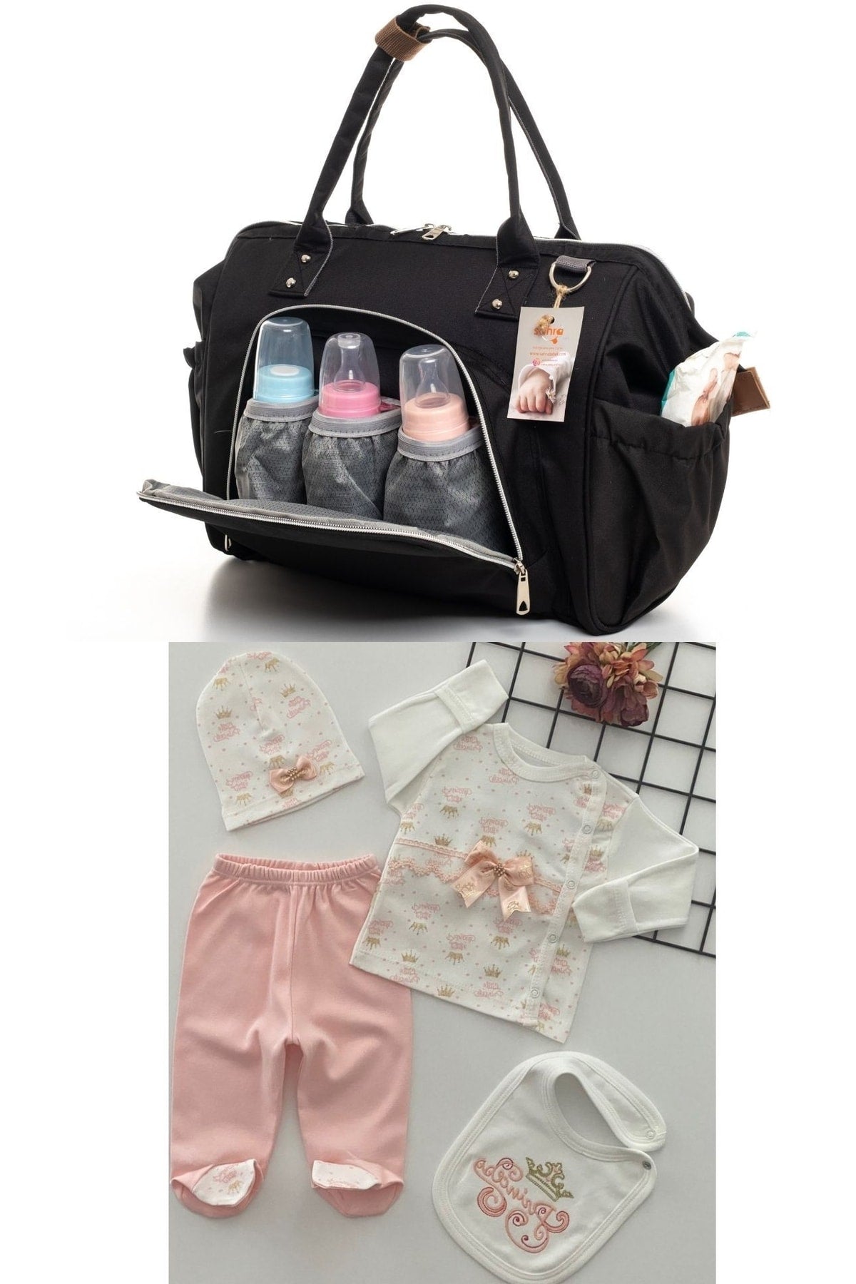 Elegance Mother Baby Care Shoulder-Handbag And 100% Cotton Hospital Outlet Set