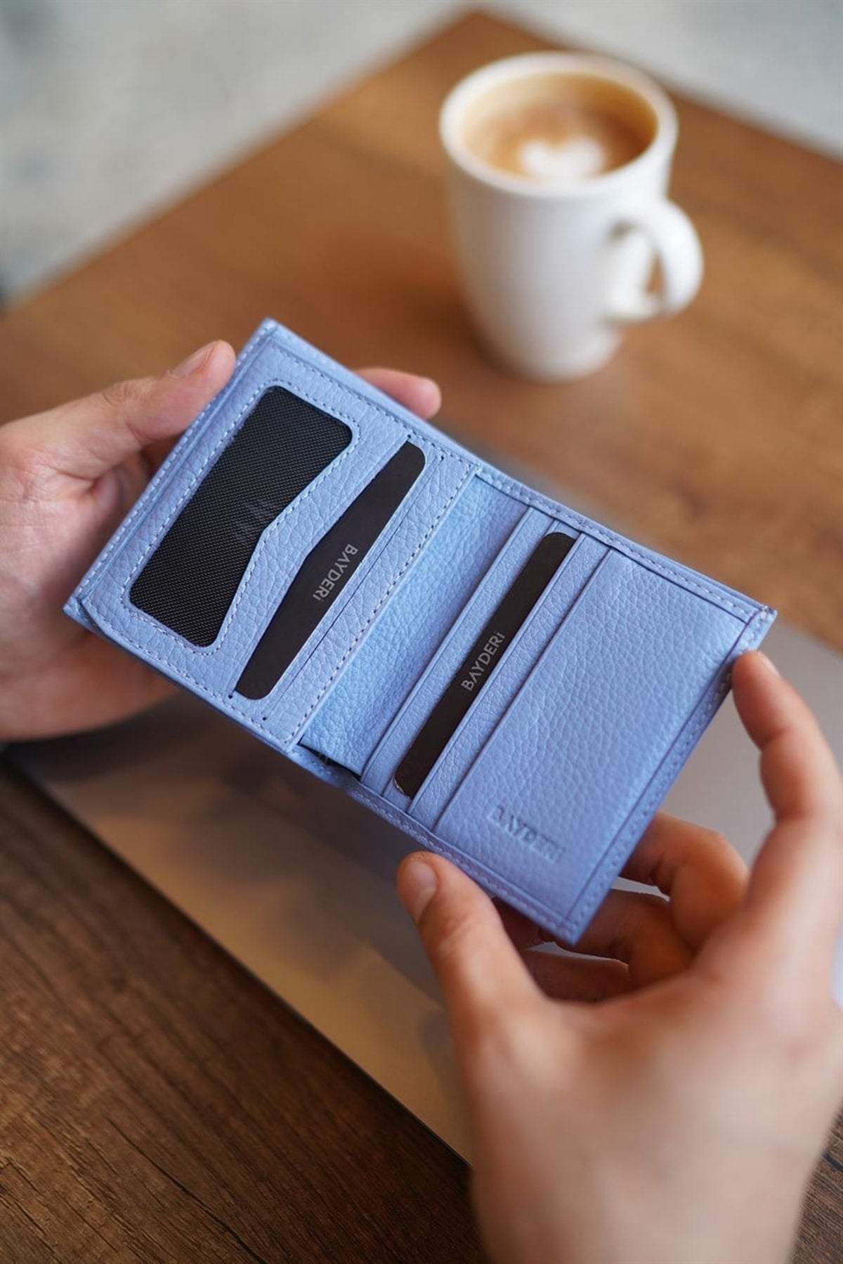 Lisande Genuine Leather Polite Men'S Wallet Baby Blue