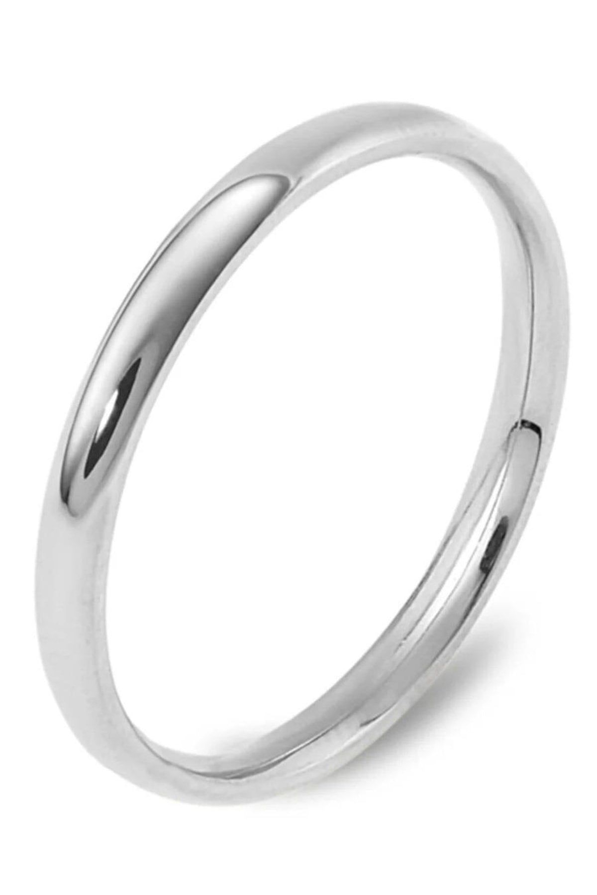 3Mm Thin Curved Shiny Steel Wedding Band Ring Cl27