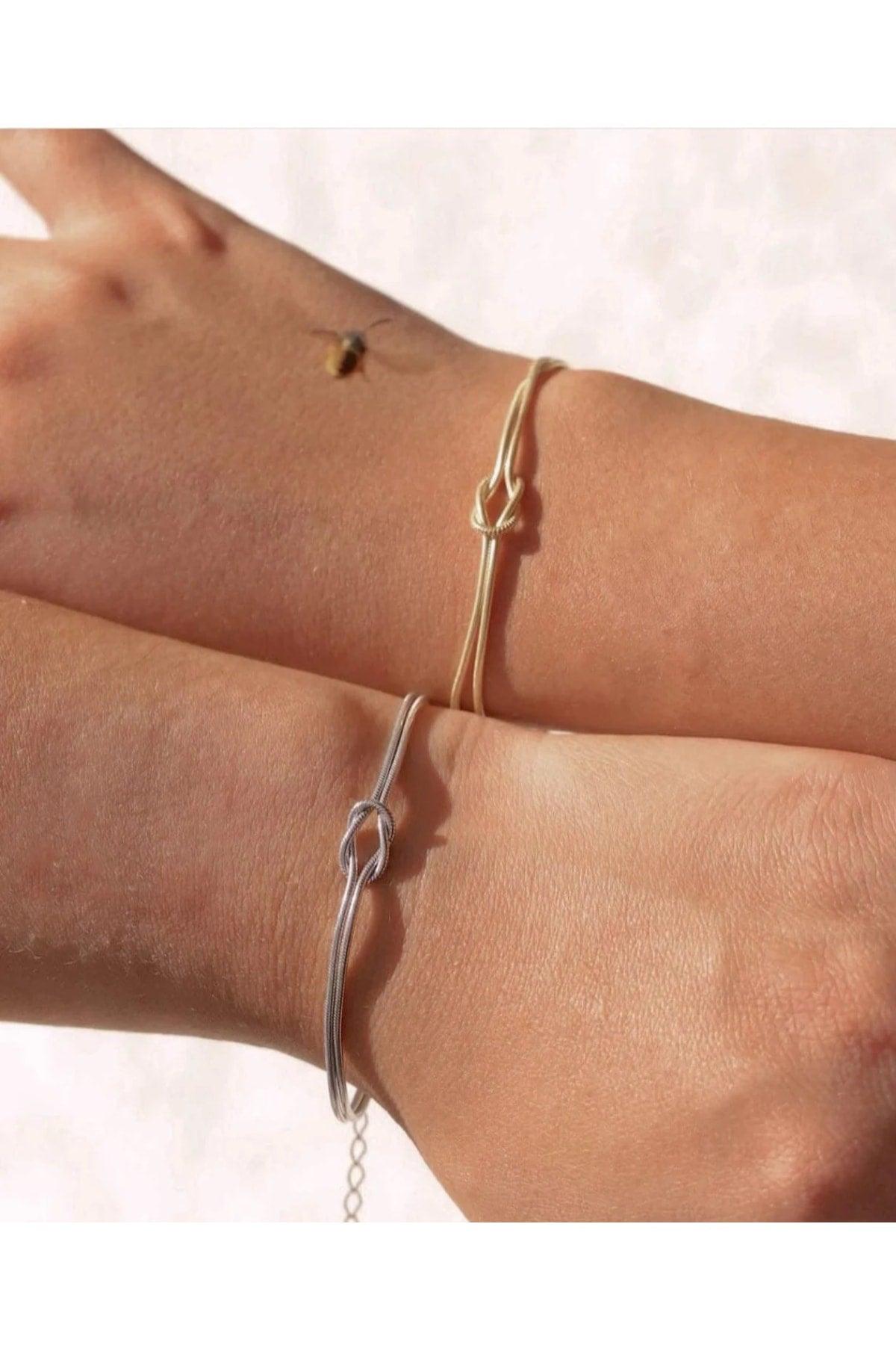 Knot Pattern Couple-friendship Bracelet Silver-silver Color - Swordslife