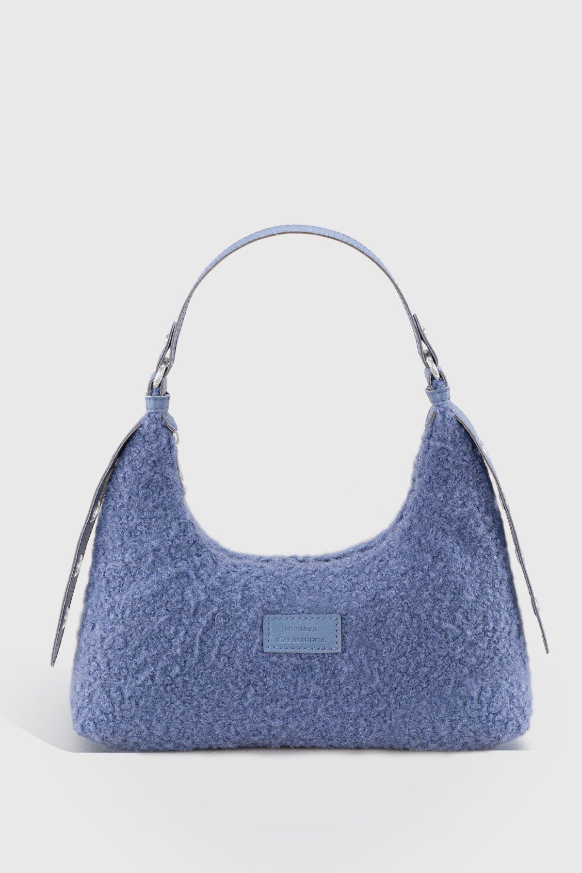Women'S Faux Fur Blue Baguette Bag 205