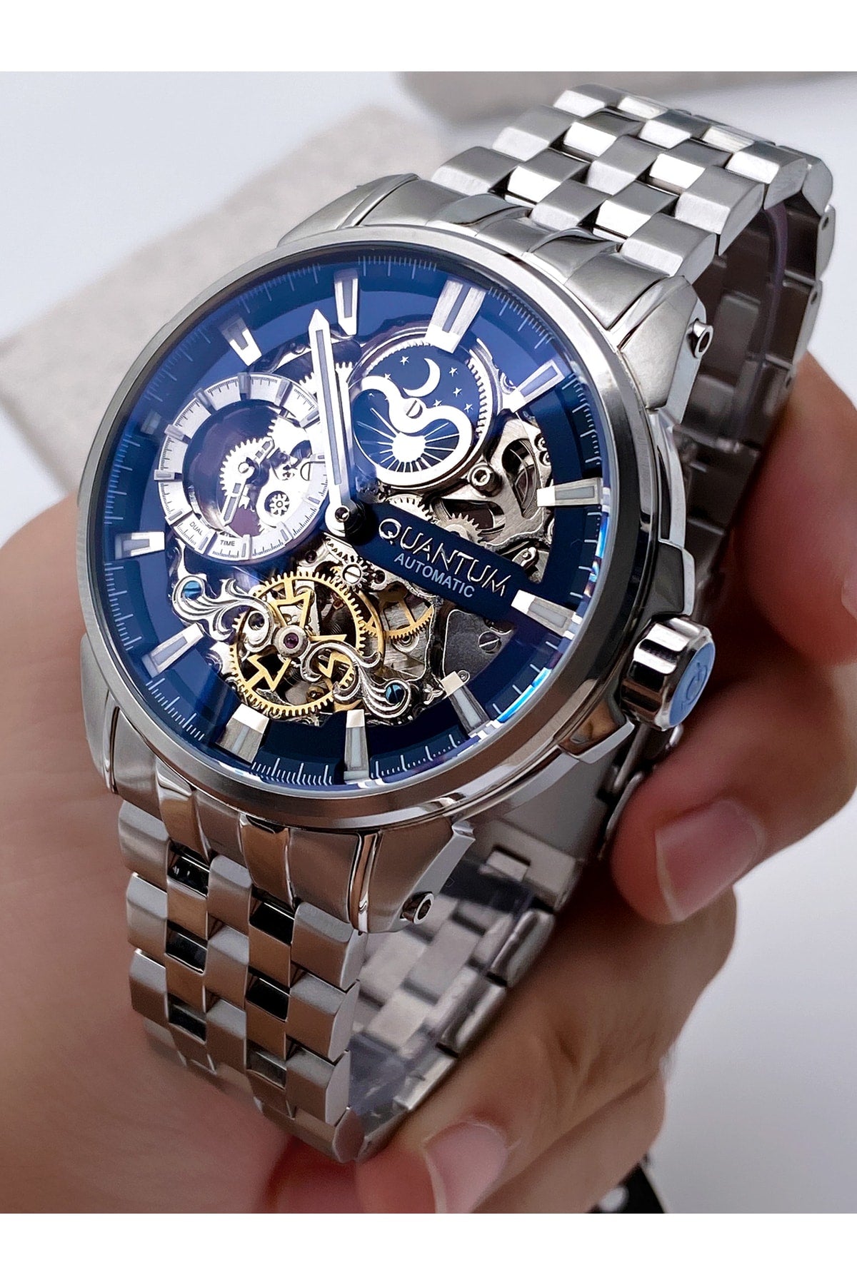 Automatic Luxury Men'S Wristwatch & Sc Silver Collection Bracelet