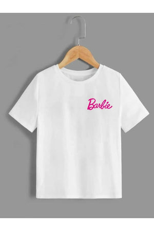 White Barbie Printed Kids T-Shirt
