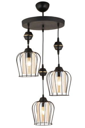 Parachute Pendant Lamp Black 3-Piece Modern Downward Facing Chandelier