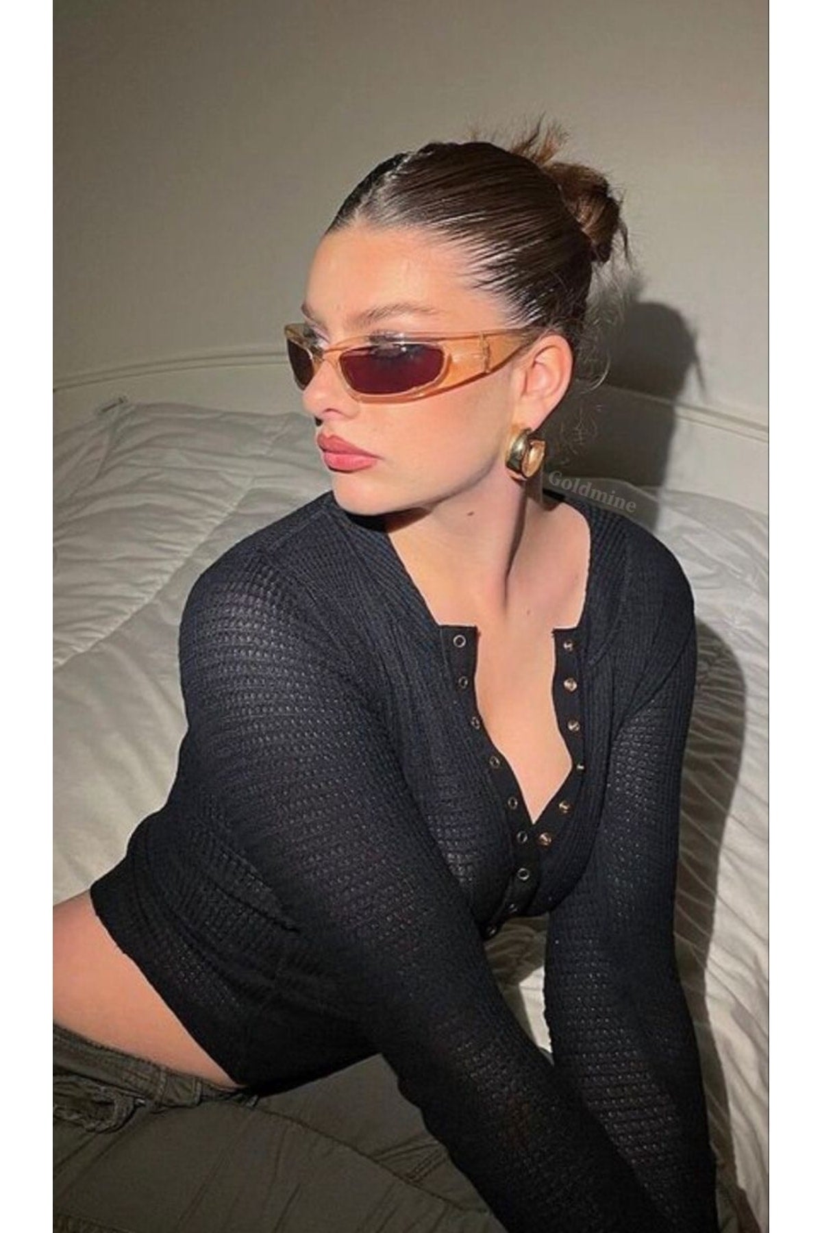 Framed Millennium Y2K Unisex Design Sunglasses Gold