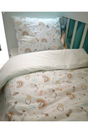 Kids Duvet Cover Set 120X200 For Bedding Brown Rainbow Cream (Without Comforter)