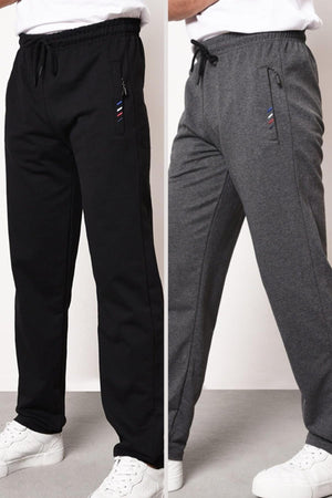 Men'S Zipper Pocket Embroidery Detail Straight Leg Comfortable Cut 2-Pack Sweatpants