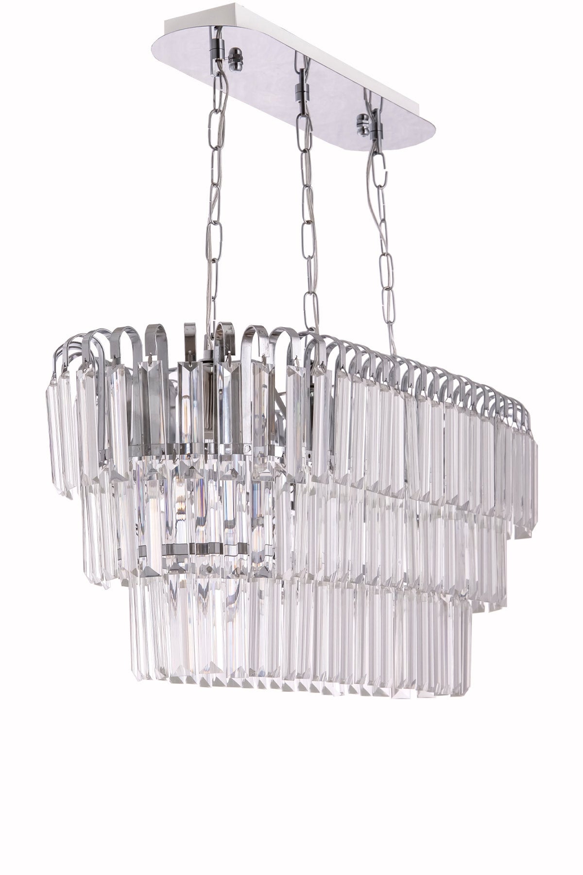 Waterfall Ellipse Silver Pendant Lamp Chandelier