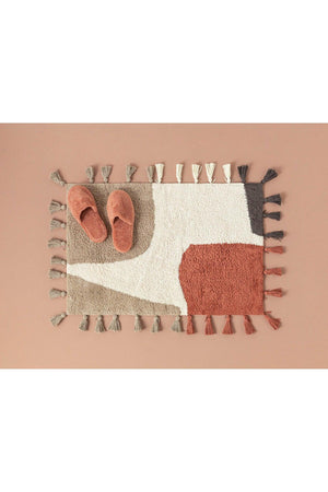 Square Cotton Bath Mat 60x90 Cm Beige-tile - Swordslife