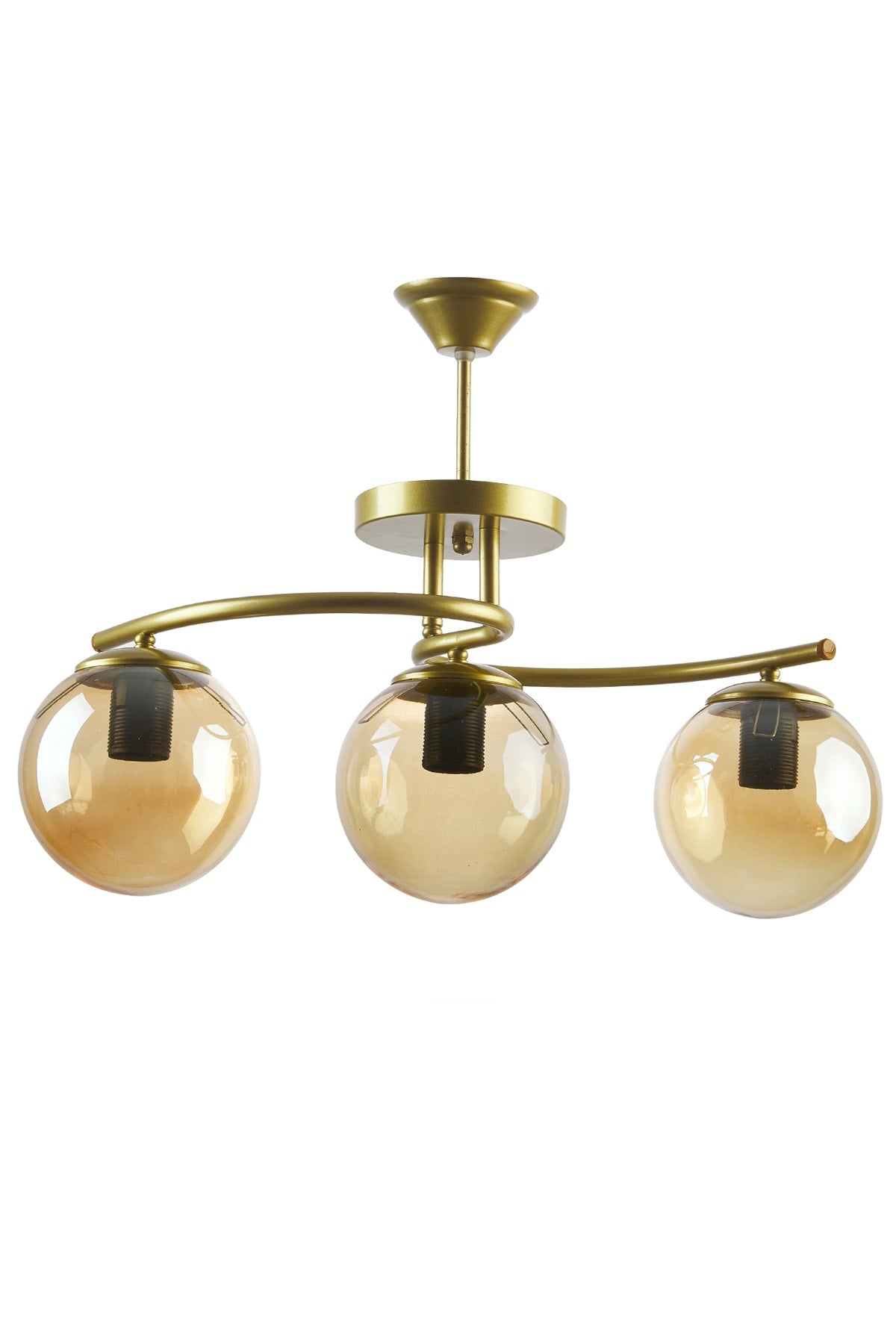 Linda Modern Antique Color Closed Honey Glass Living Room - Kitchen - Bedroom 3-Piece Chandelier