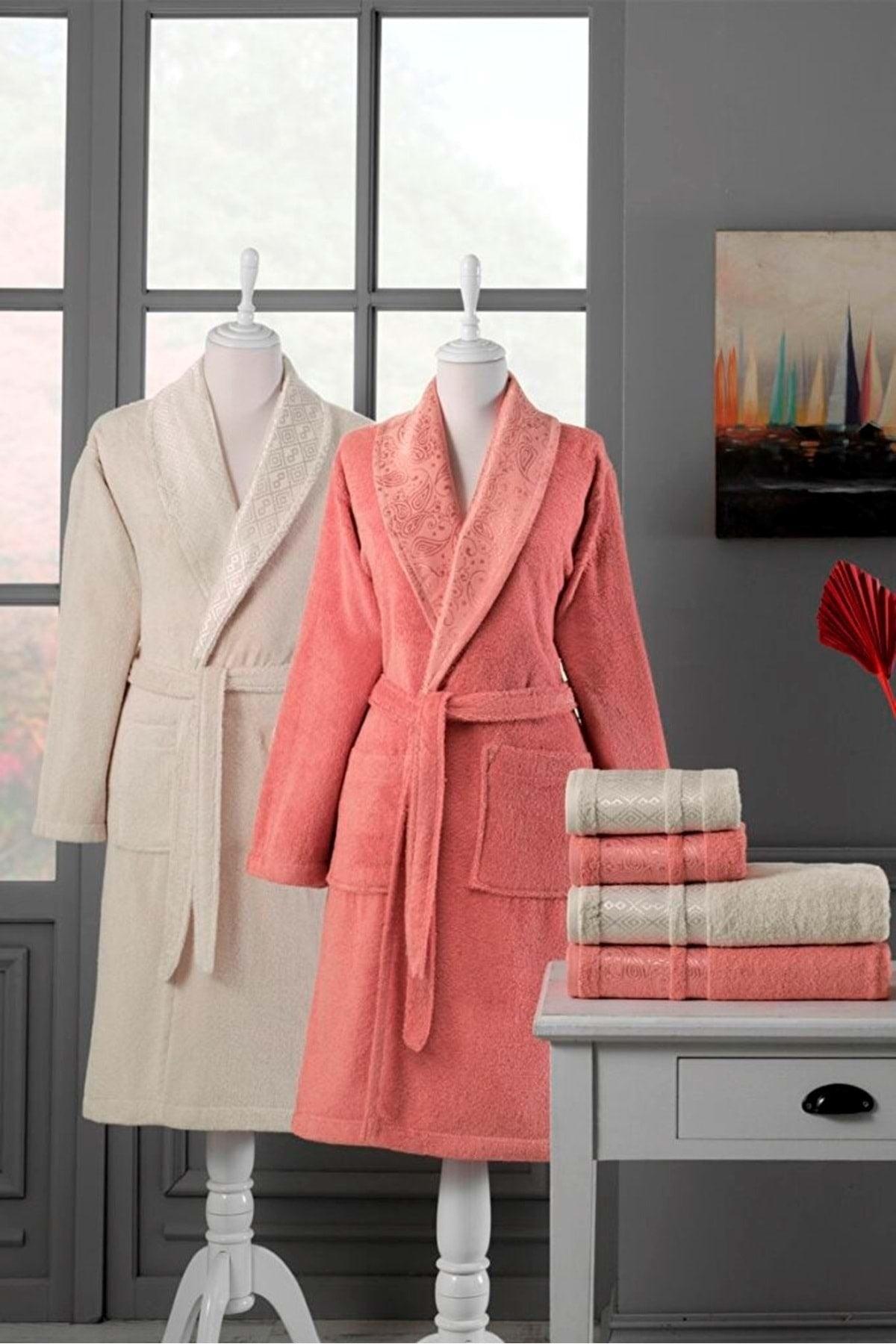 Cotton 6 Piece Family Bathrobe Set-dory Tile Beige - Swordslife