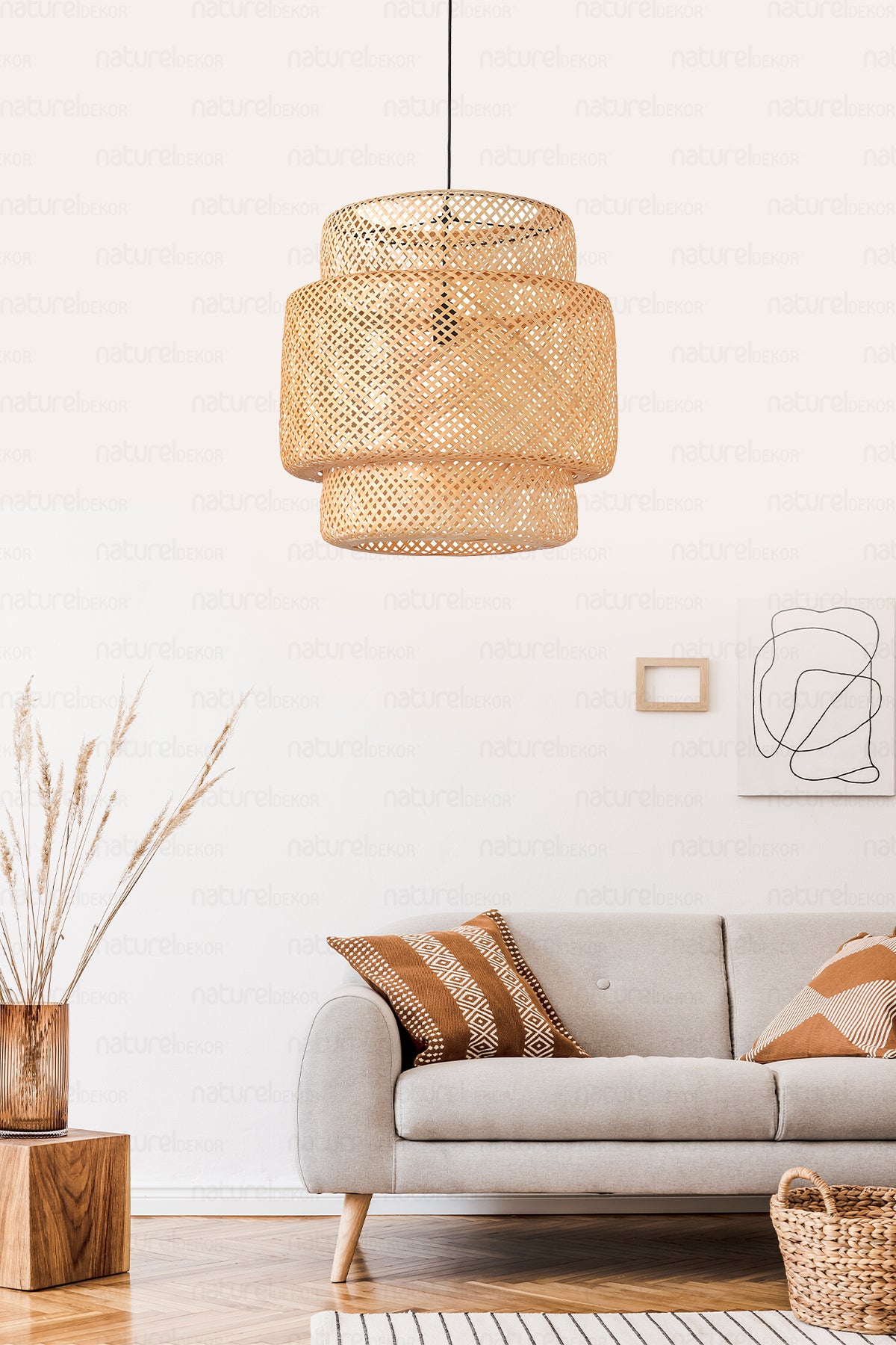 Sinnerlig Bamboo Chandelier 50cm- Scandinavian, Modern, Bohemian, Rattan Chandelier, Lighting