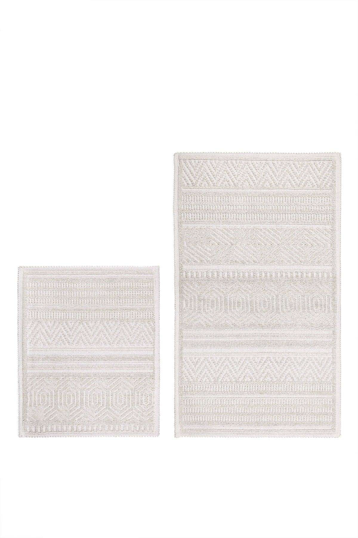 Hat Natural Cotton Bathroom Rug Set 60x100 50x60 Cm Ecru - Swordslife