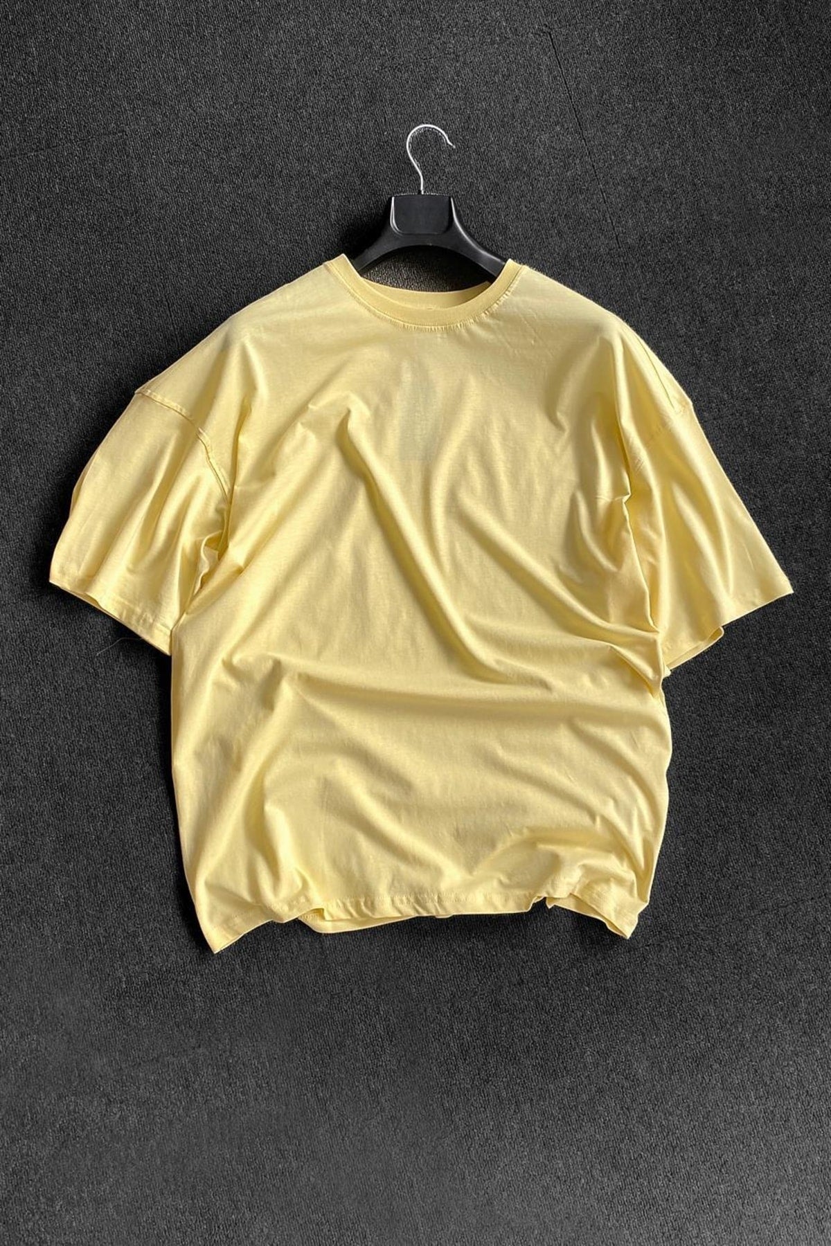 Men'S Yellow 2 Thread Basic Oversize T-Shirt