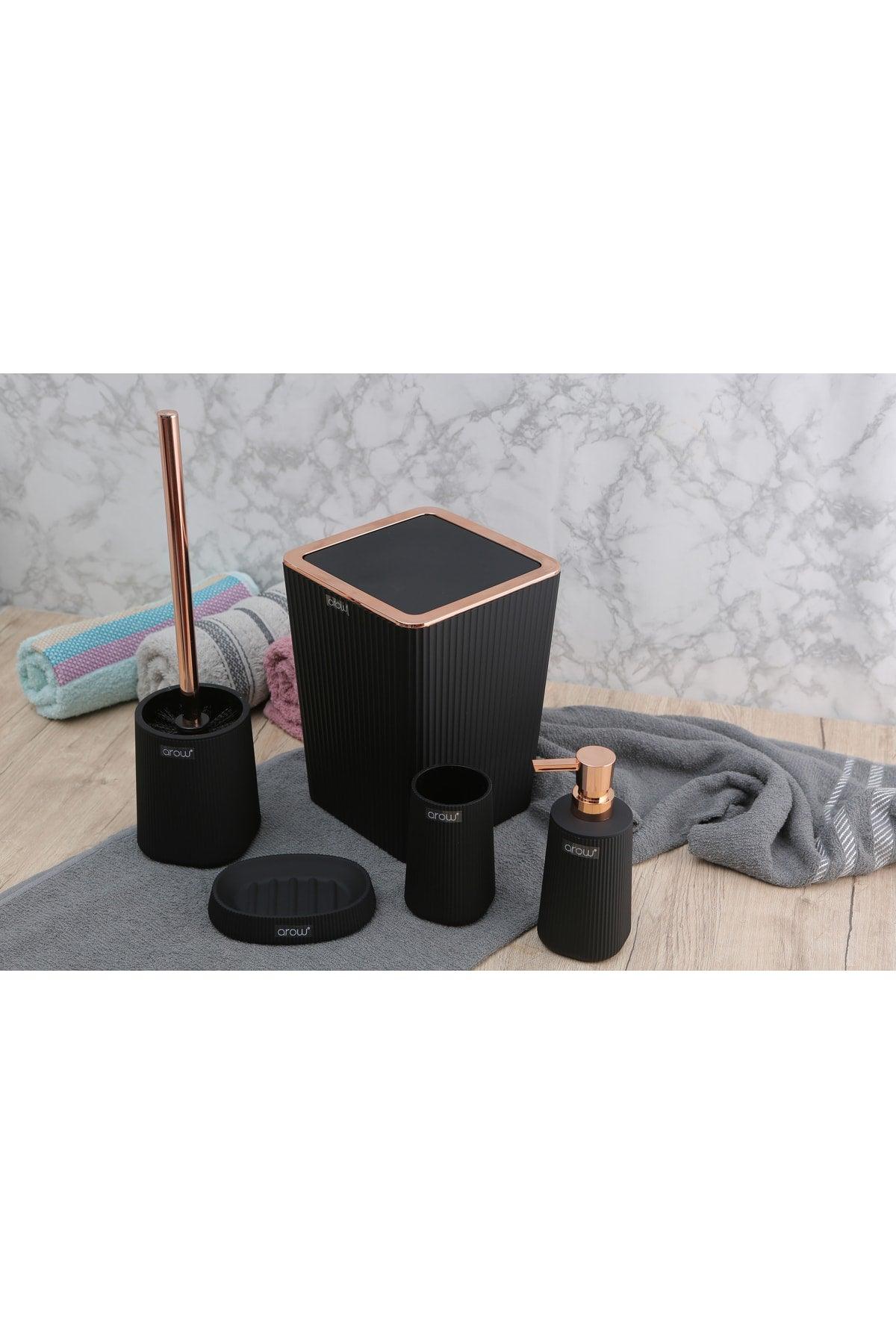 Black Acrylic Striped Bathroom Set - 5 Pieces Bathroom Set - Swordslife