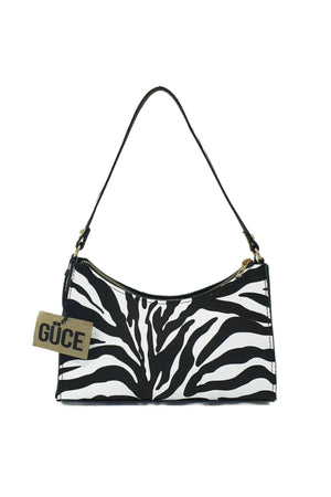Black White Large Zebra Patterned Baguette Baguette Hand And Shoulder Bag Gc0090Zebra2