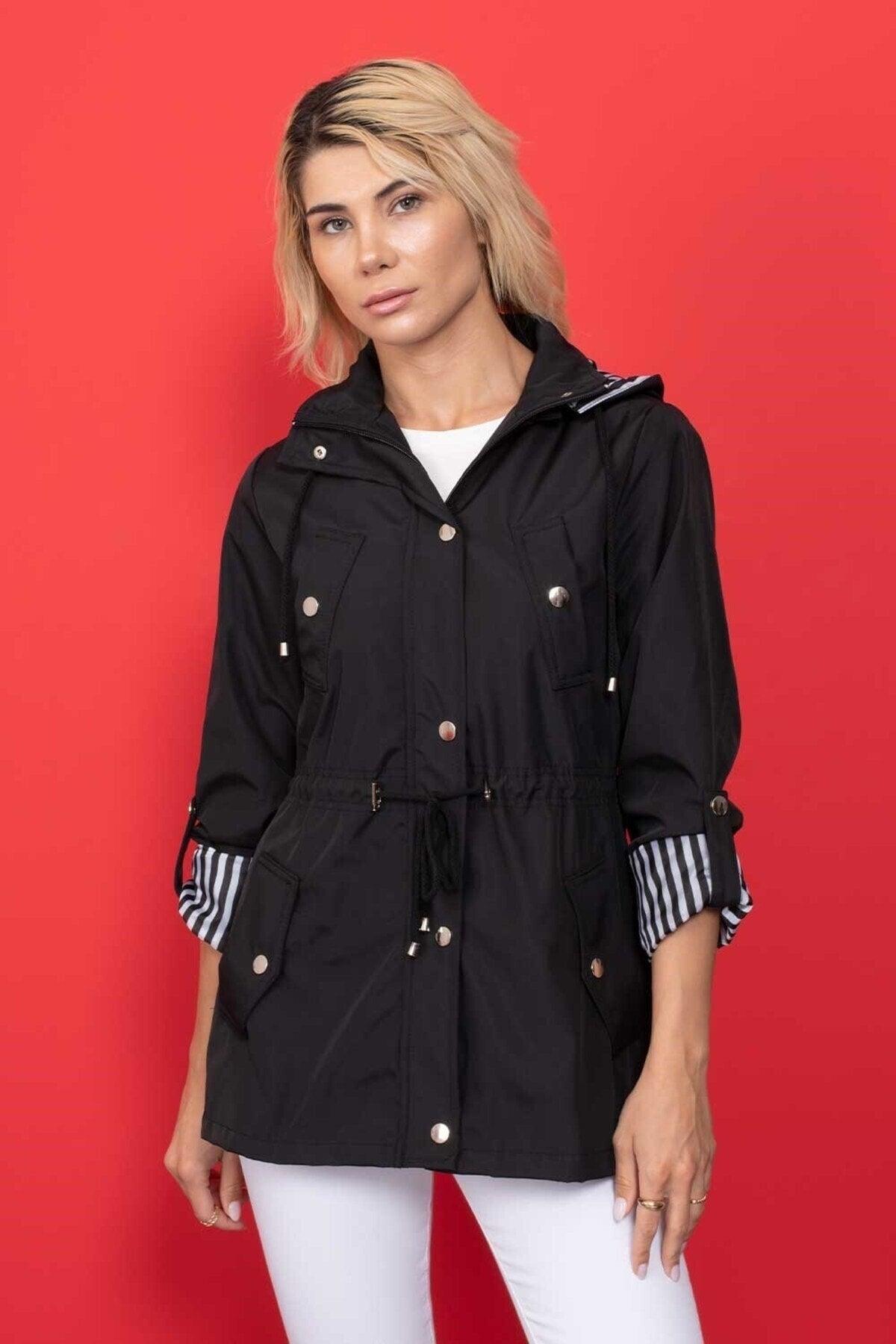 Women's Black Hooded Seasonal Coat - Swordslife