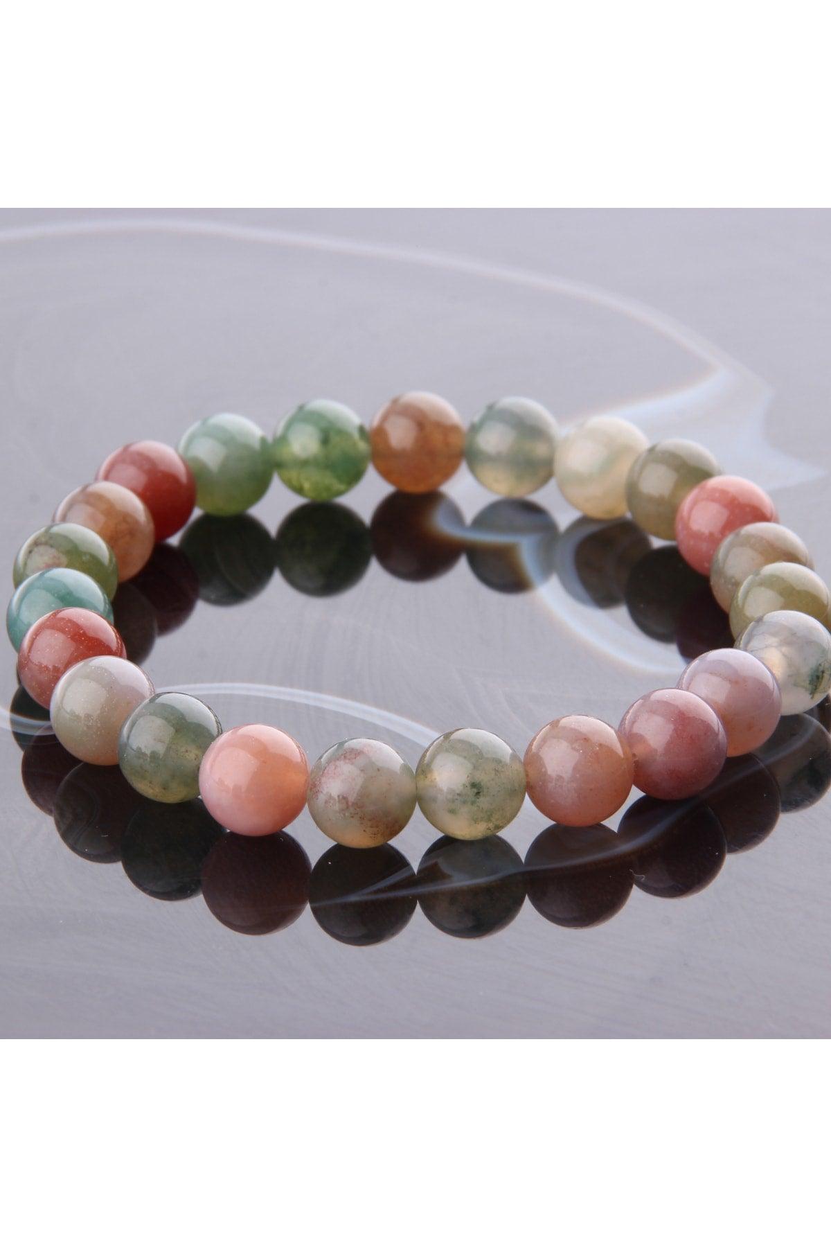 Certified Indian Agate Natural Stone Bracelet - 6 Mm B769 - Swordslife