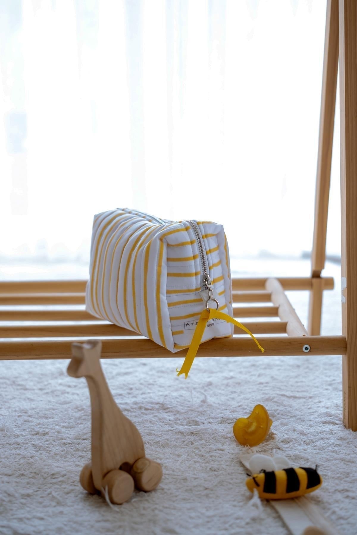 Atelier Babbi Care Bag - 100% Organic Cotton - Yellow Striped