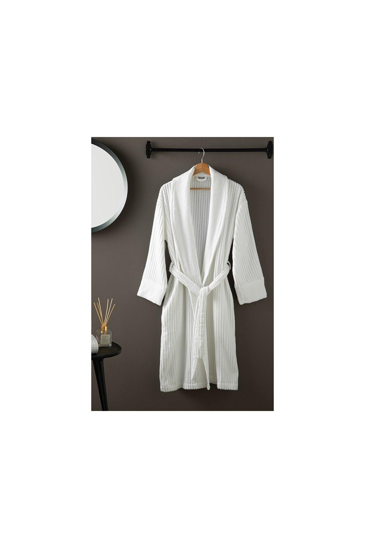 Stripe Cotton Bathrobe Sm White - Swordslife