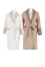 Set of 4 Bamboo Royal Double Family Bathrobes Offwhite-beige - Swordslife