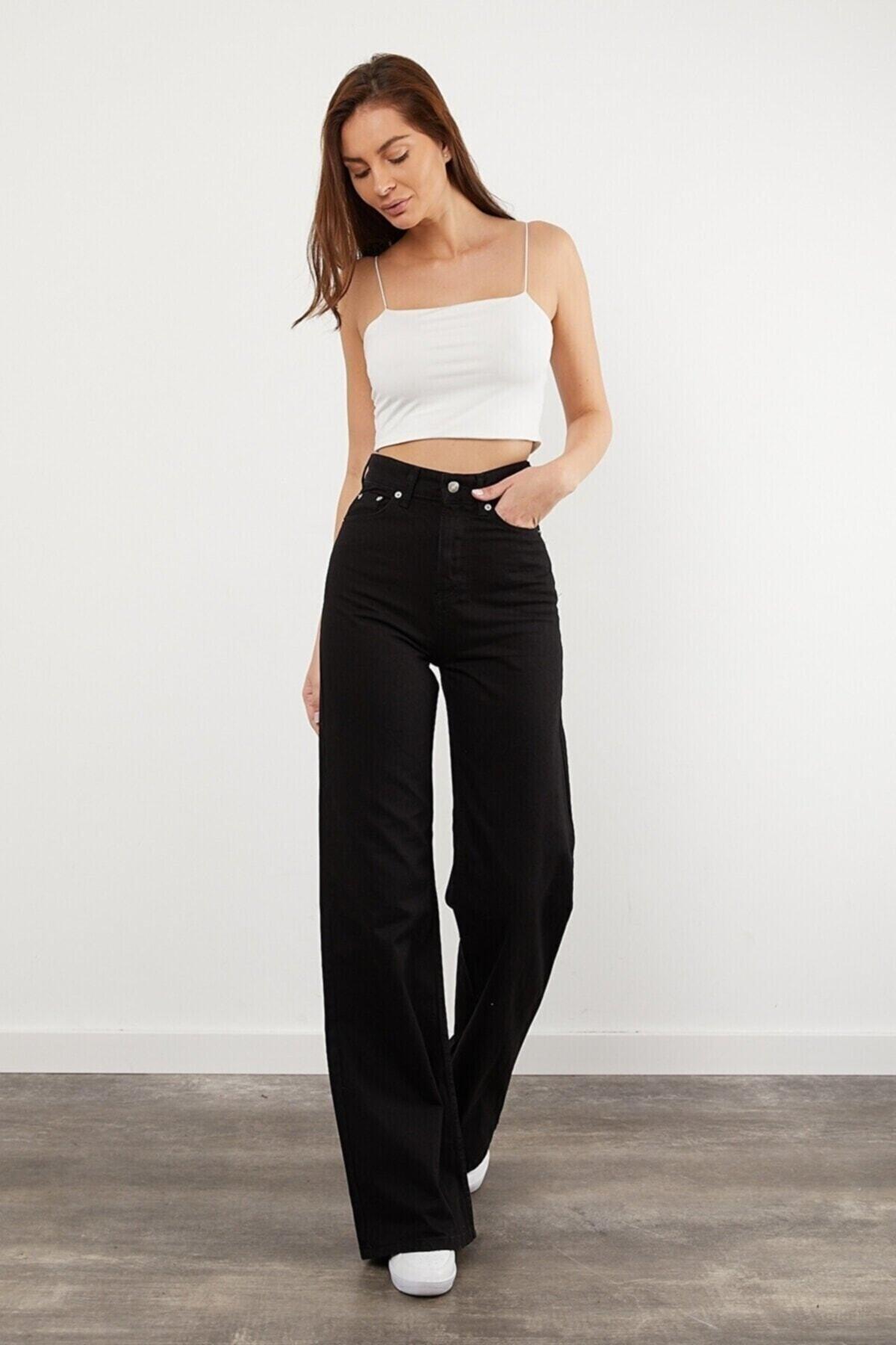 Marlon Unfading Black High Waist Wide Leg Jeans - Swordslife