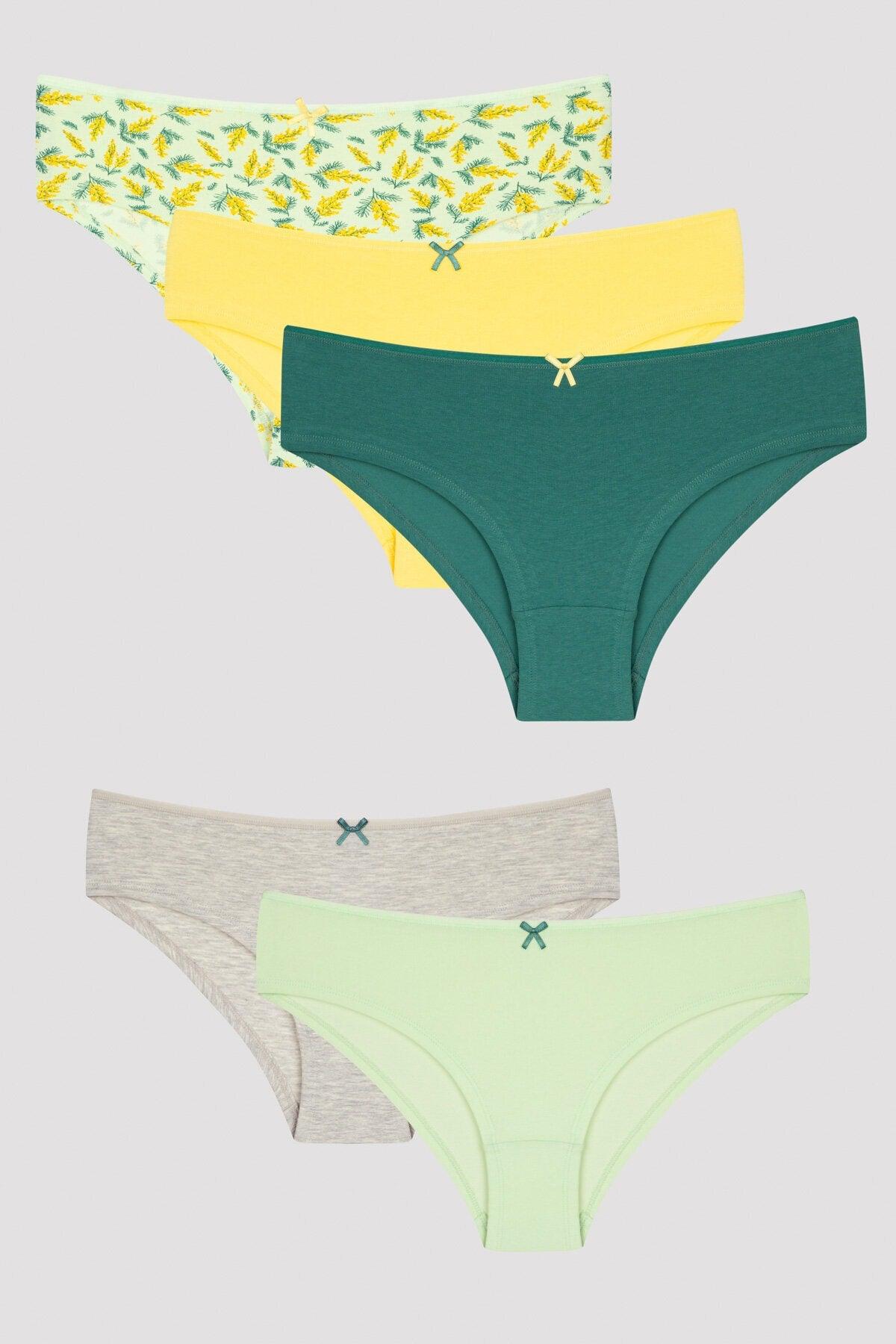 Mimosa Patterned 5 Piece Hipster Panties - Swordslife