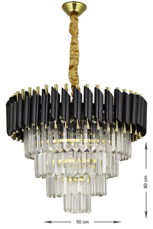 Palmira 50' Crystal Stone Luxury Chandelier - (Black-Gold)