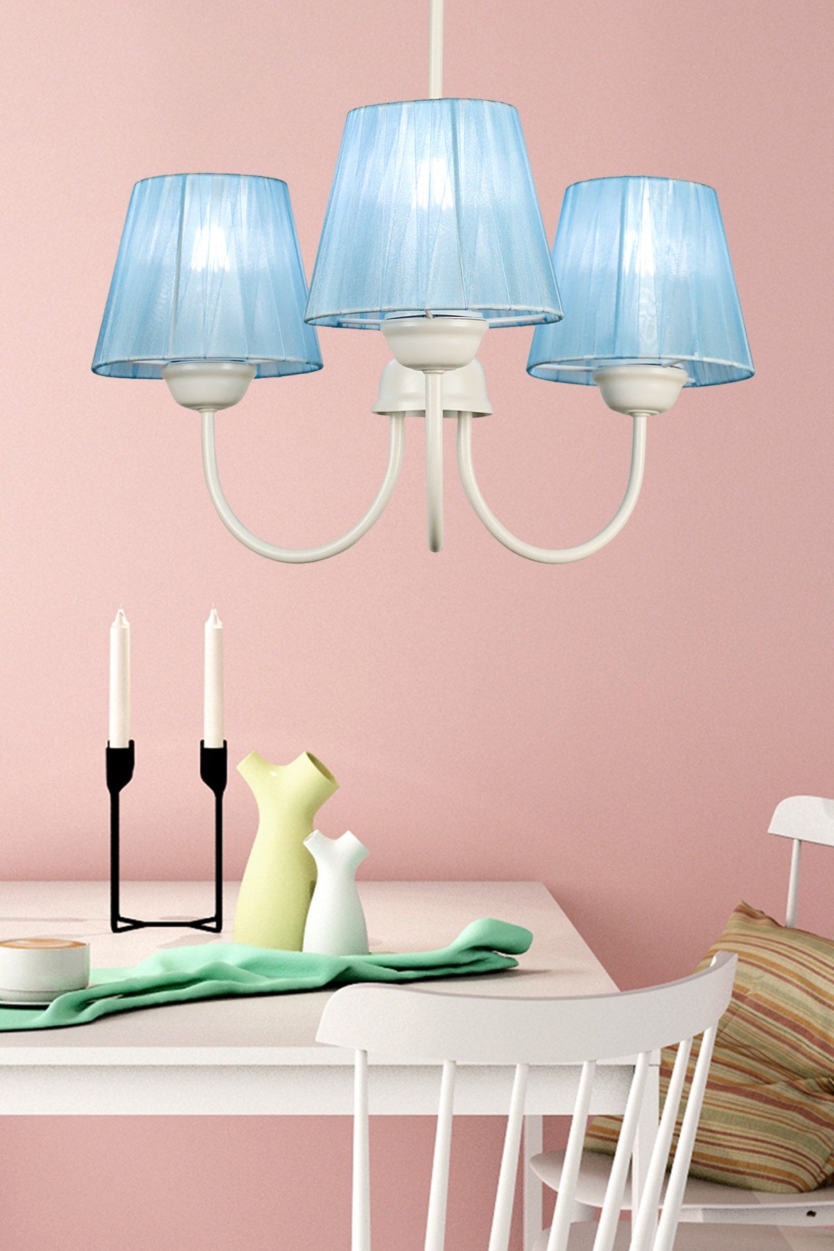 Ova 3Rd Chandelier White Blue Hat