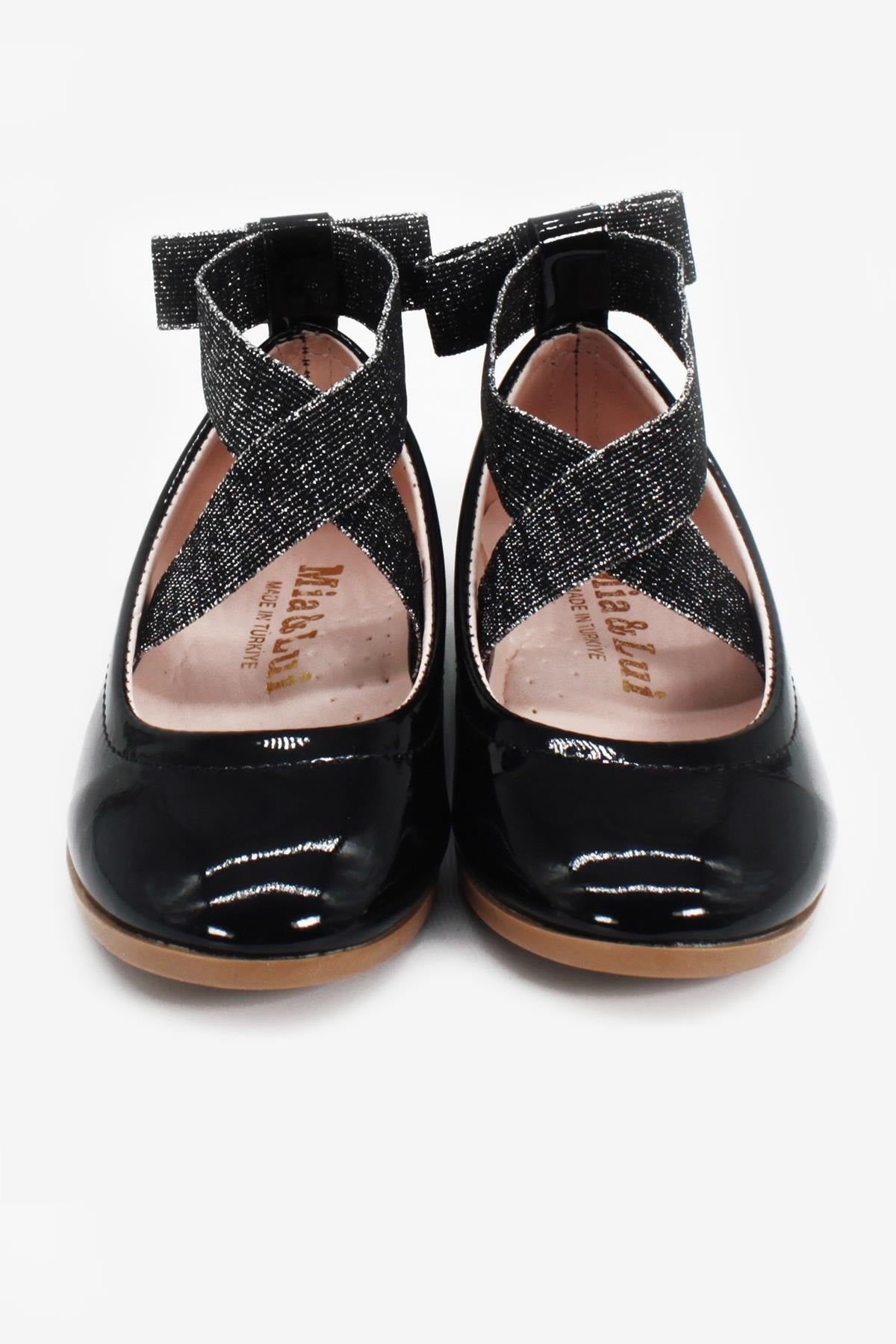 Girl'S Bow Black Ballet Shoes