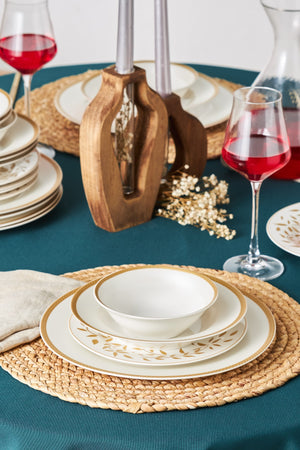Roseanne Gold 24 Pcs Porcelain Dinnerware Set For 6 Persons