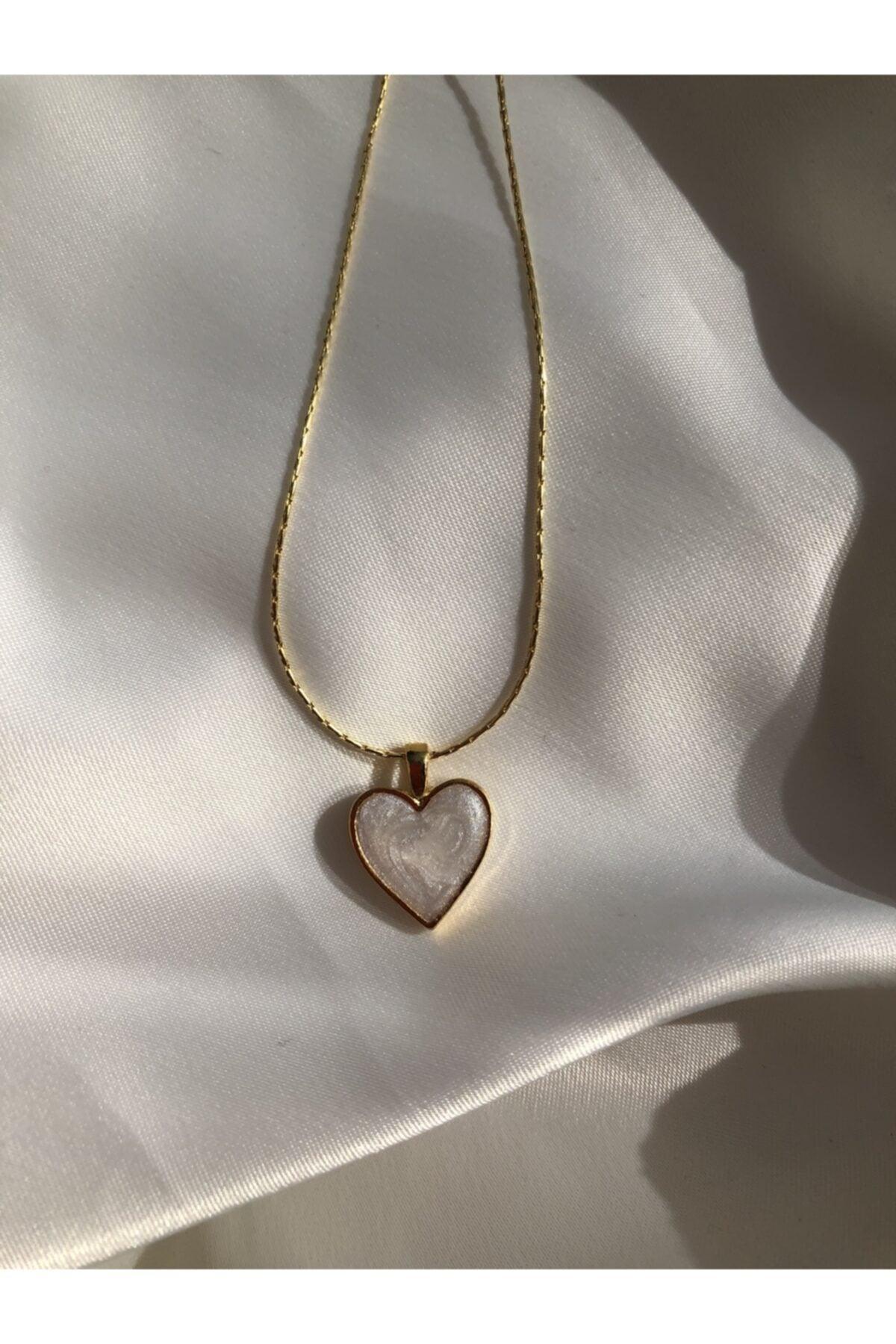 Women's Gold Plated Pearl Heart Necklace - Swordslife