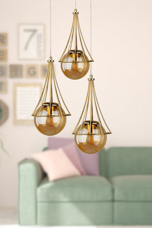Lapis 3Rd Chandelier Gold-Honey Glop Glass