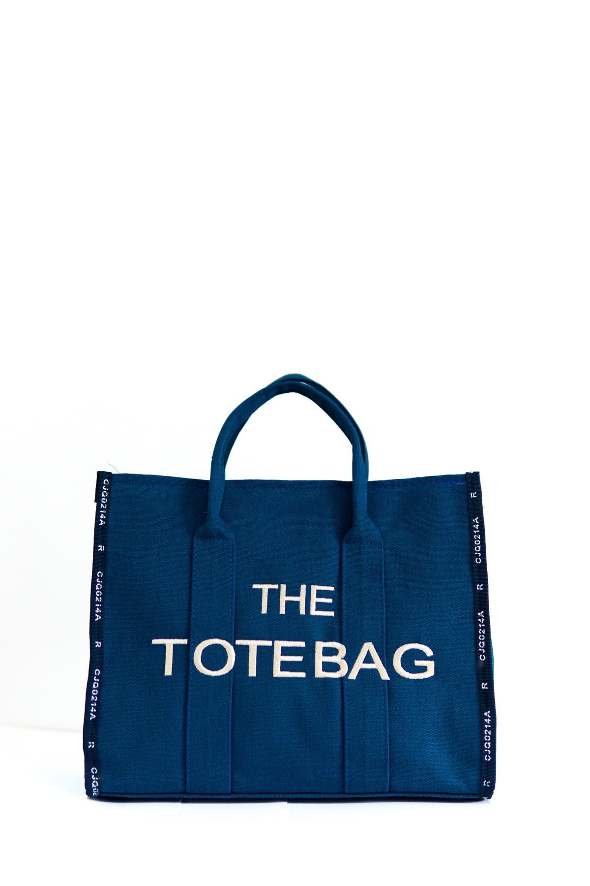 Women'S Navy Blue Tote Bag Canvas Long Strap Bag Hand And Shoulder Bag