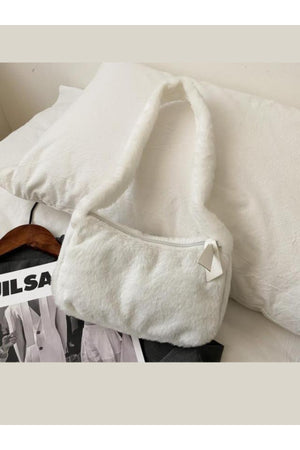 White Small Shoulder Plush Bag