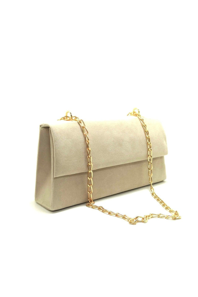 Women's Beige Suede Chain Strap - Swordslife