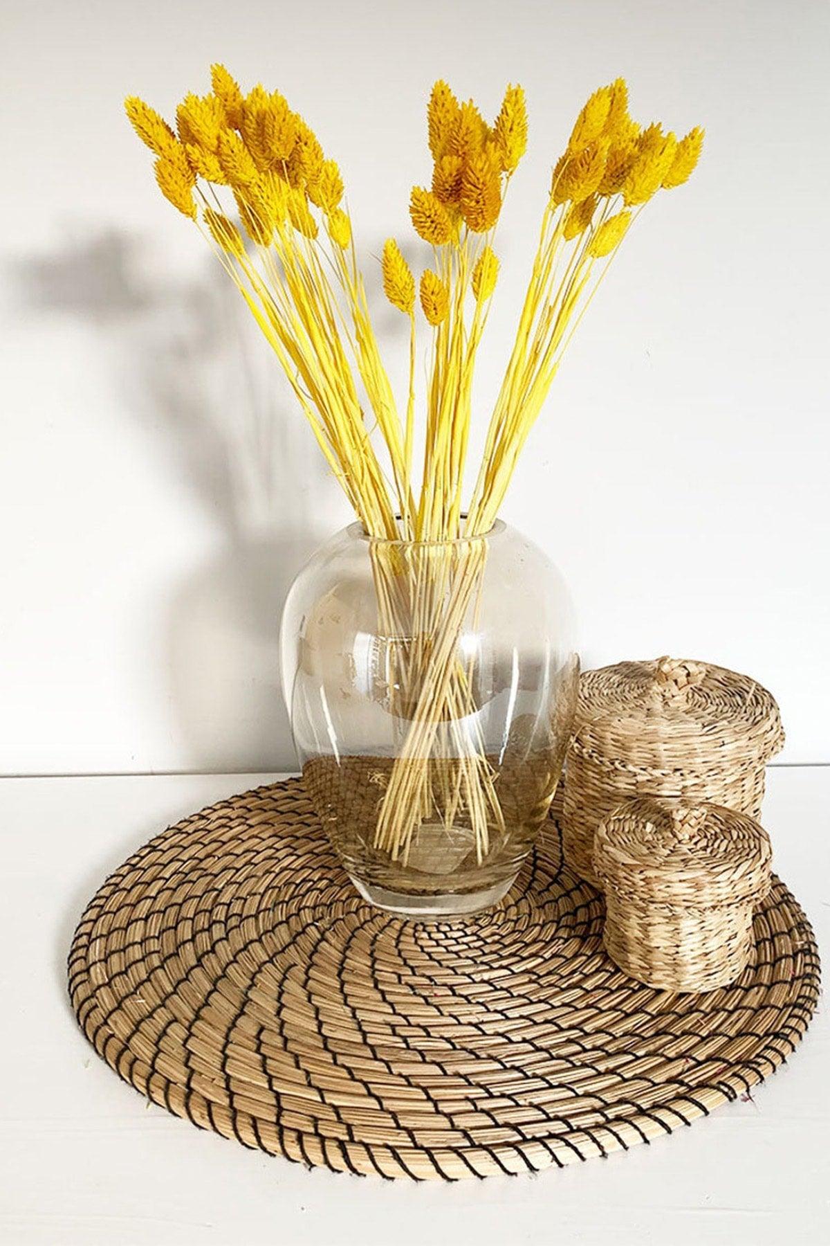 Dried Yellow Bird Grass Ornamental Vase Palaris Flower 30 Branch - Swordslife