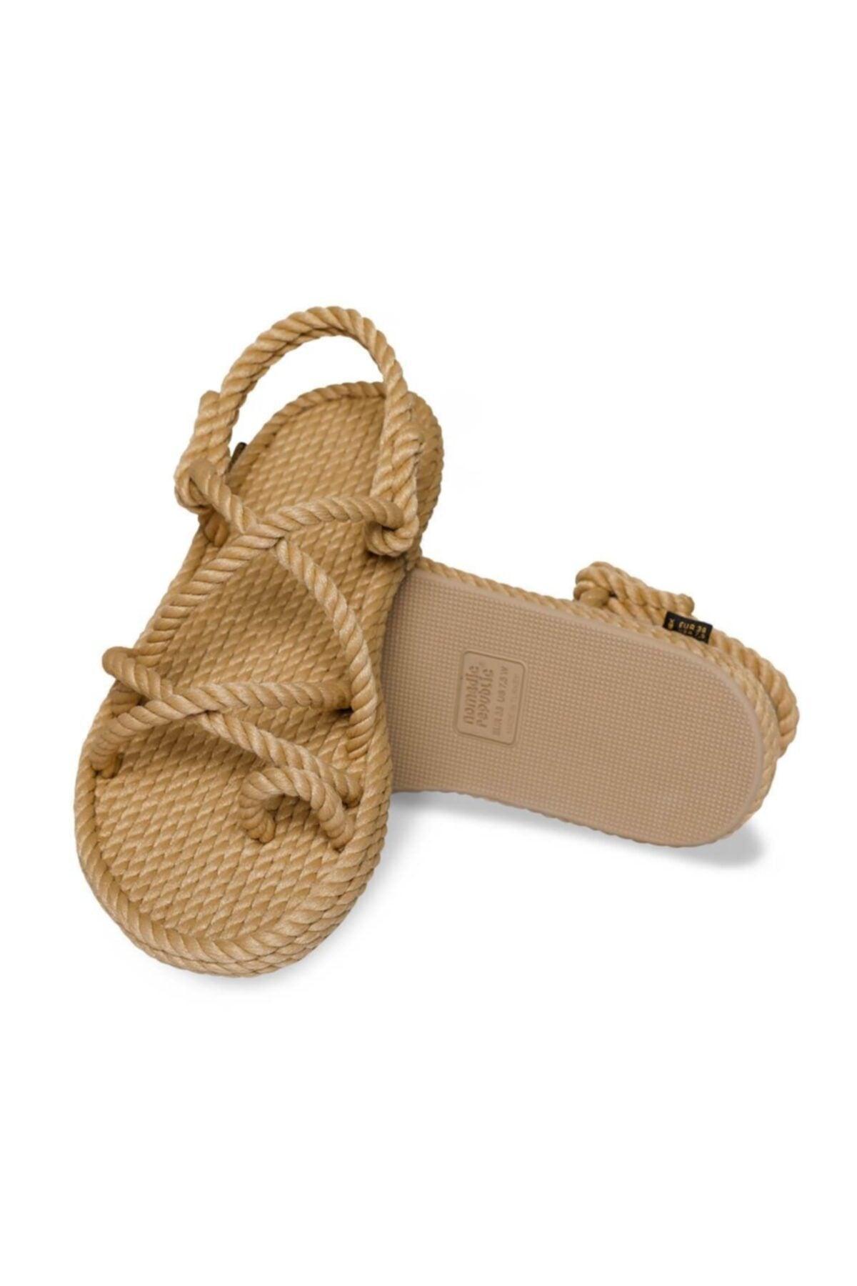 Ibiza Women's Rubber Sole Rope Sandals - Beige - Swordslife