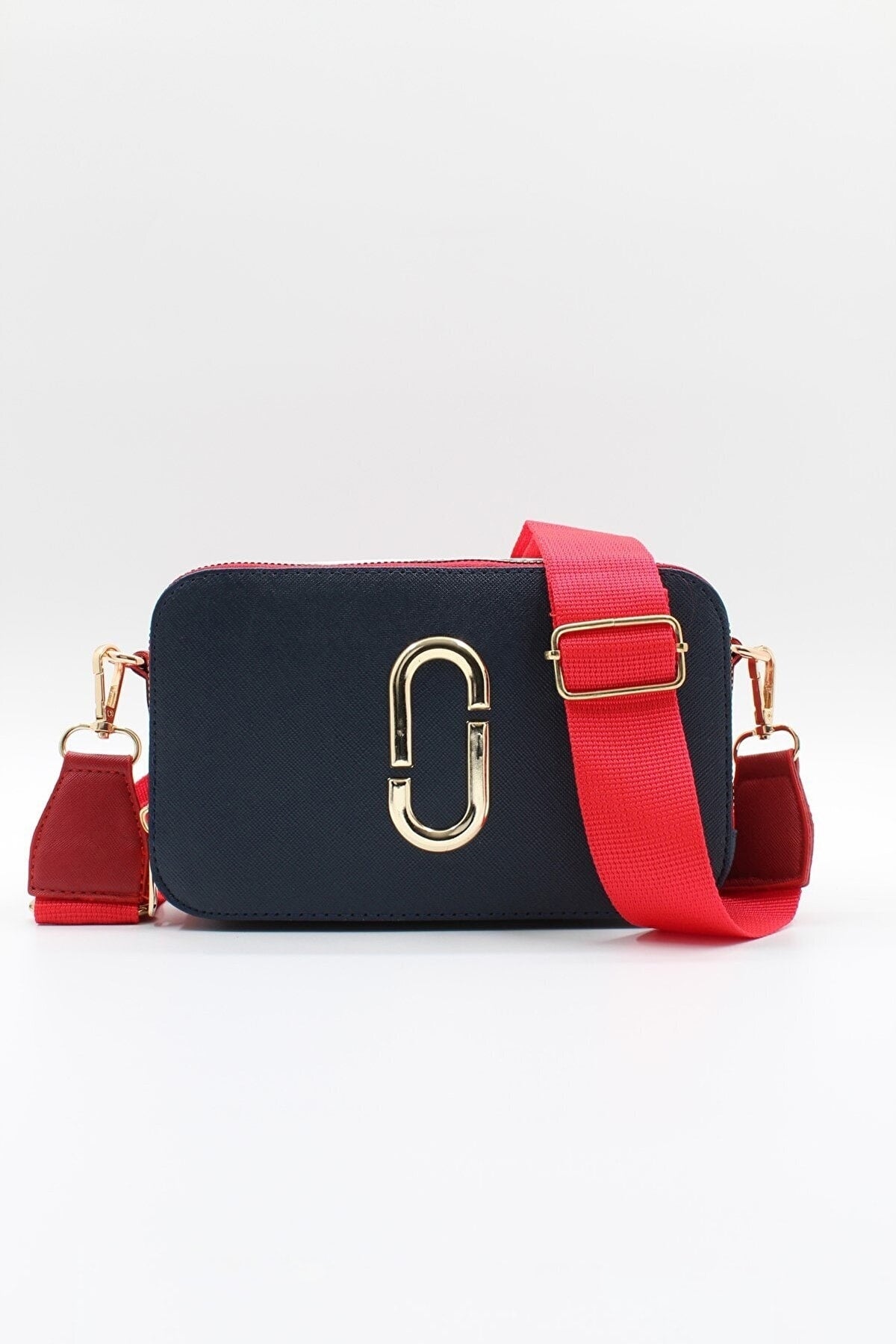 Women'S Navy Blue Red Two Eyed Pocket Hand Shoulder Bag