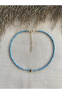 Blue Beaded Gold Star Pendant Necklace - Swordslife