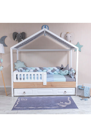 Minibaby Pastel Blue 4-Piece Knitted Montessori Baby Kids Bedding Set