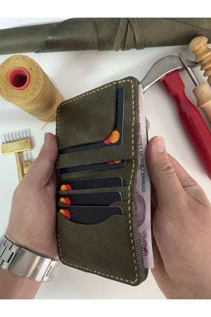 Genuine Leather Wallet With Card And Cash Compartment - Personalized Name Printing (Keychain Gift)