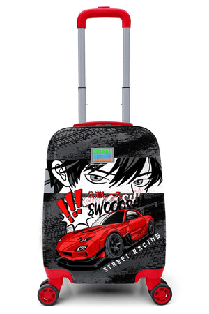 Kids Black Red Anime Car Patterned Luggage 16738
