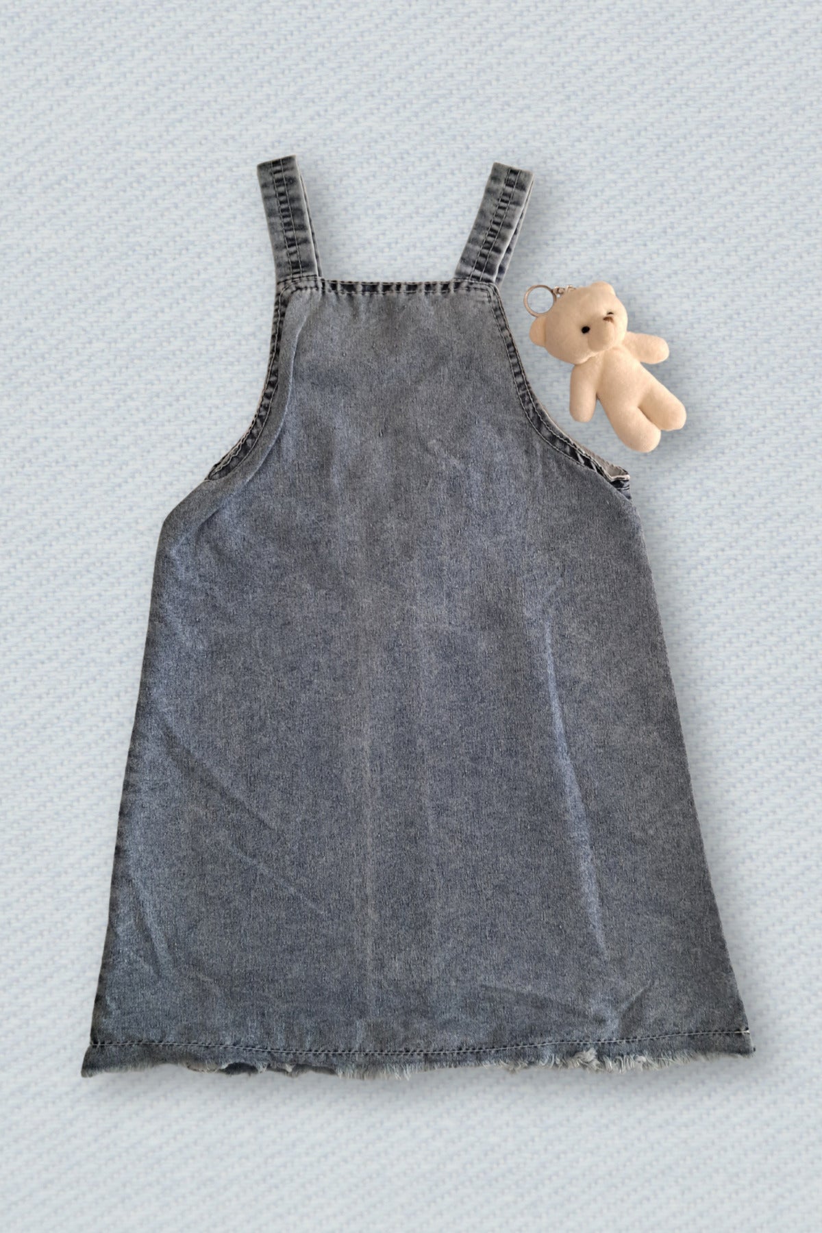 Girl Jean Dress Gilet With Teddy Bear