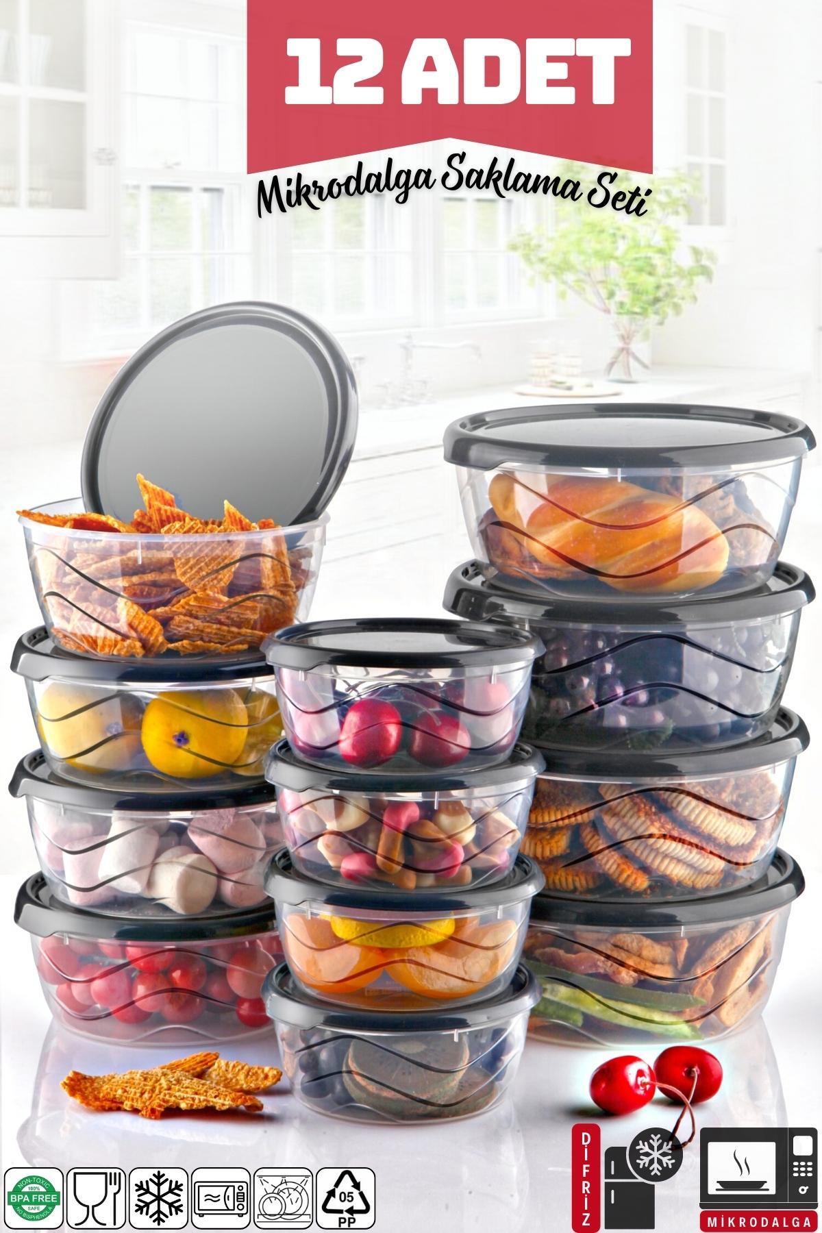 Round Storage Container Set Of 12 - Suitable For Microwave/Freezer Use (300-700-1100)