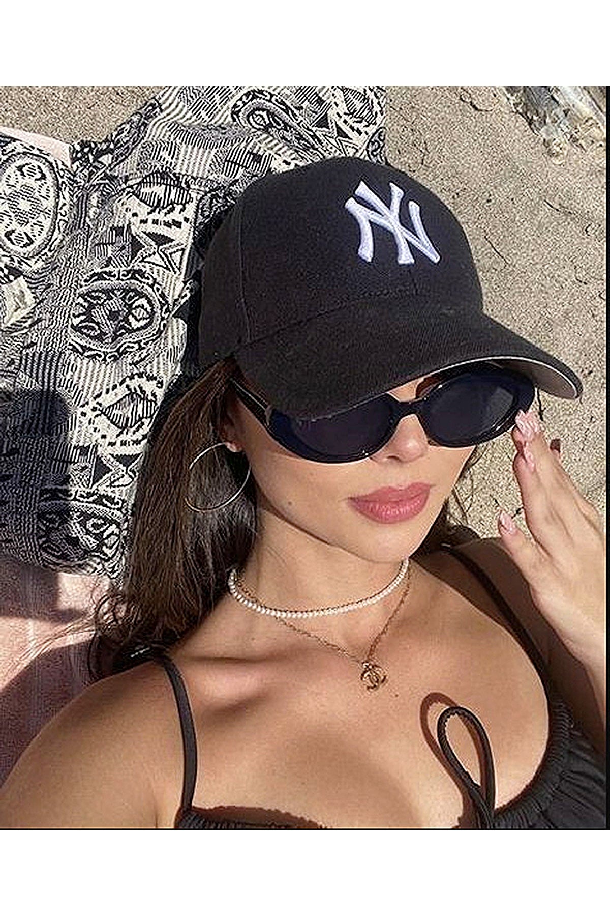 Unisex Black Color White Embroidery Baseball Ny New York Hat